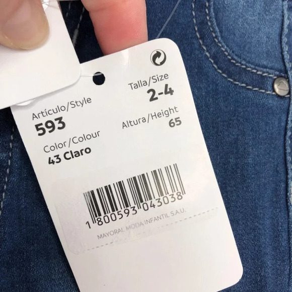 NWT Mayoral Newborn jeans skinny dark wash size 2-4 months - Picture 4 of 8